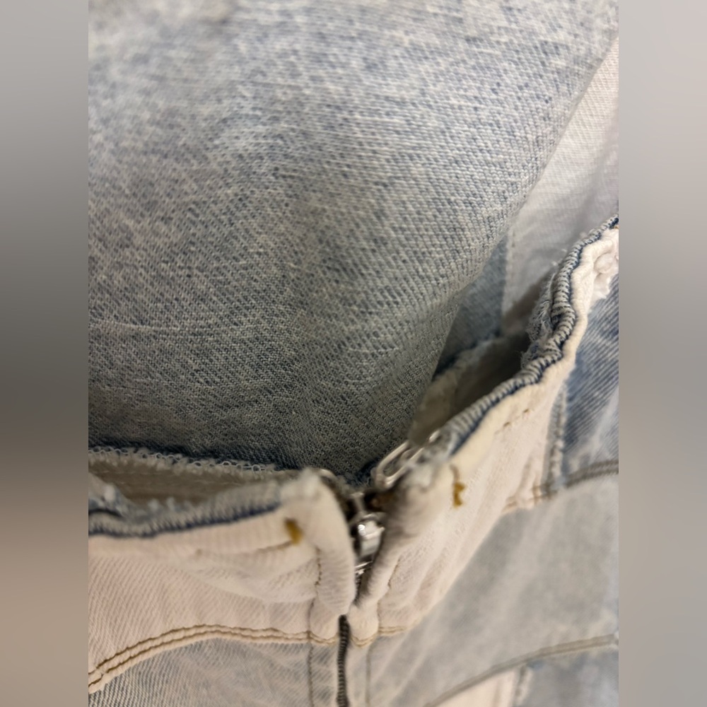 Light Blue Denim Patchwork Mini Dress - image 6